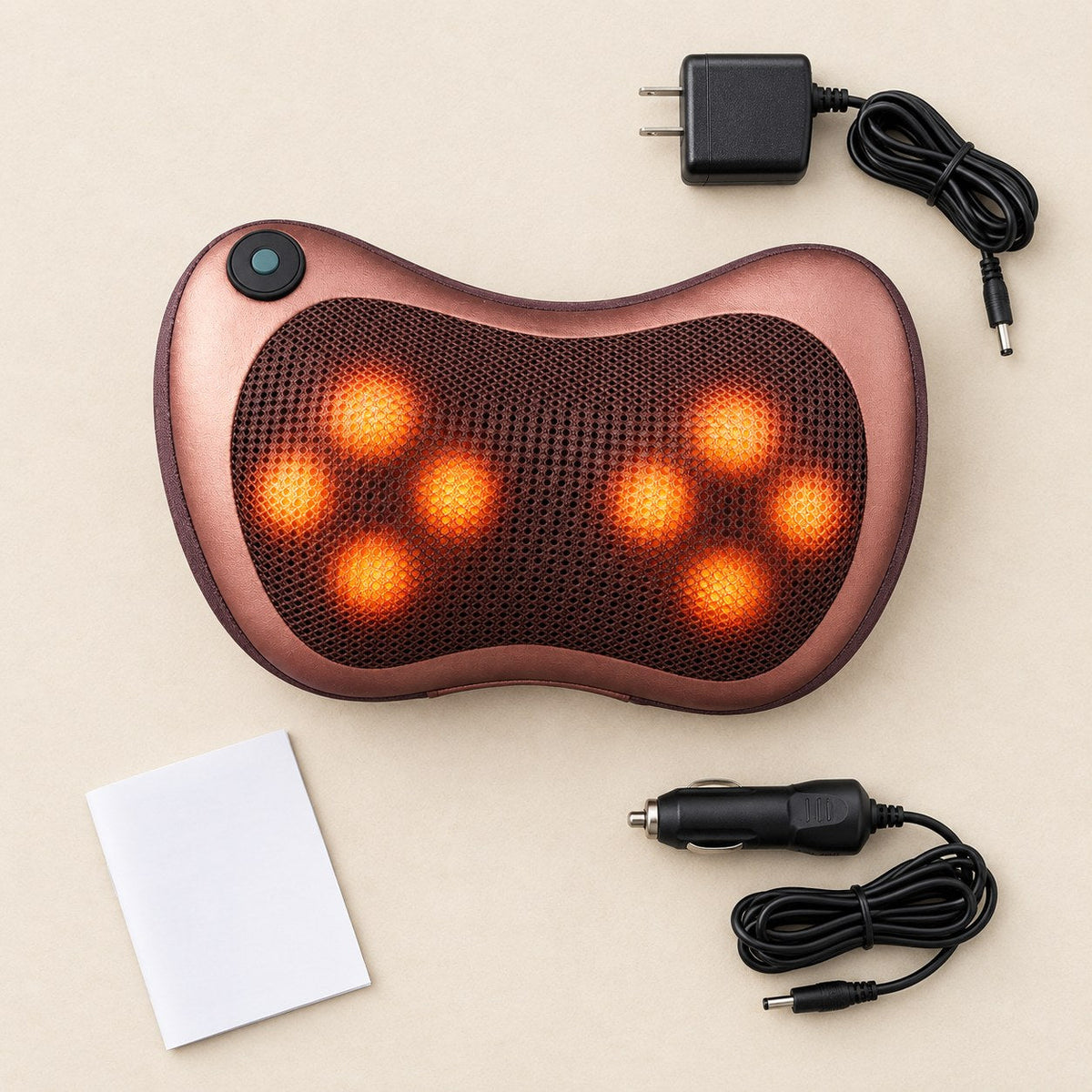 Qué incluye: almohada, cargador de pared, cargador para el carro y manual