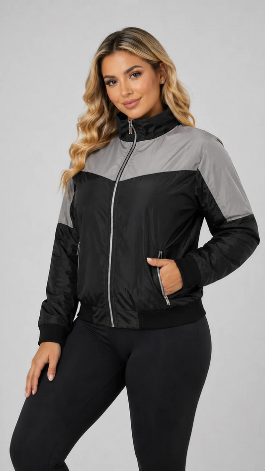 Chaqueta reflectiva para moto de dama de frente