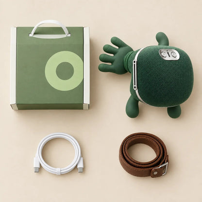 Lo que recibes: masajeador, caja de regalo, correa de cuero y cable USB-C