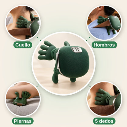 Dónde usar el masajeador: cuello, hombros, piernas; 5 dedos que amasan